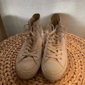 White leather Converse high tops
